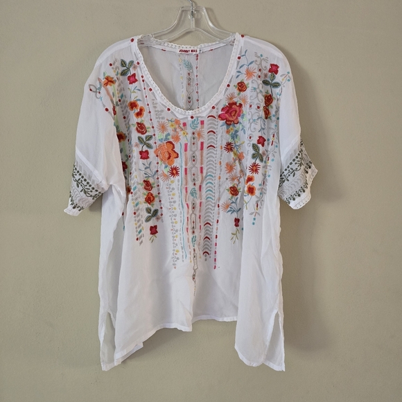 Johnny Was Tops - Johnny Was Women's  Floral Embroidered Boho Tunic Blouse‎ Multicolor Size Small
